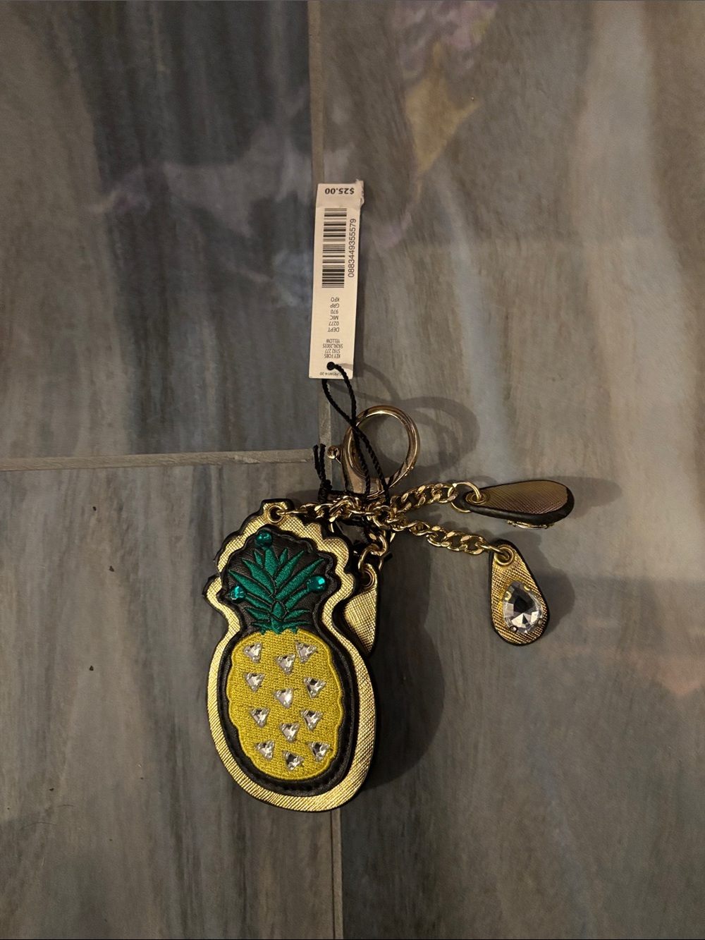 Kate Landry Yellow & Green Pineapple Key & Card Holder Charm